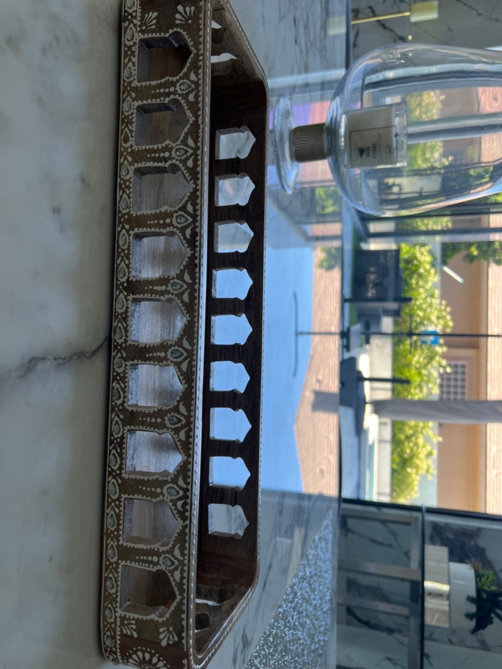 Eid  Wood Decorative Tray with Bone or Mother-of-Pearl Inlay